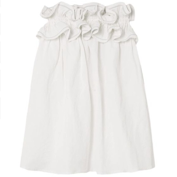 🆕F38 NACKIYÉ MILK PUDDING STRAPLESS RUFFLED COTTON LINEN SILK BLEND MINI DRESS - Picture 9 of 12
